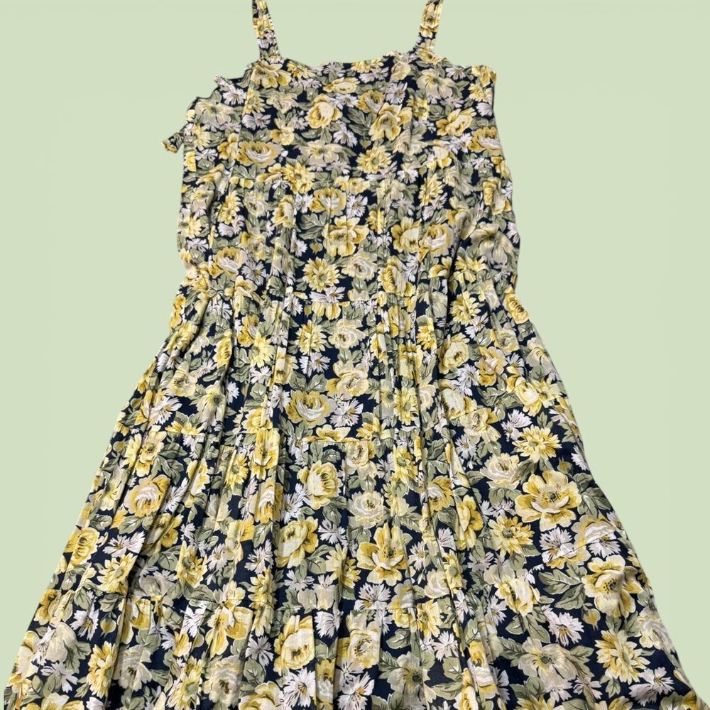 La Vie Rebecca Taylor Serena Tiered Floral Tie-Shoulder Midi Dress Size XL - Picture 7 of 16